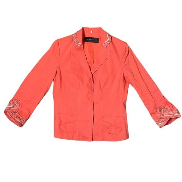 Elie Tahari Linen Blend Fitted Blazer in Coral Size Small - Picture 1 of 15